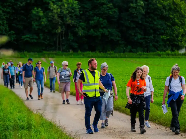 Supporters walking on the Big Pilgrimage 2024