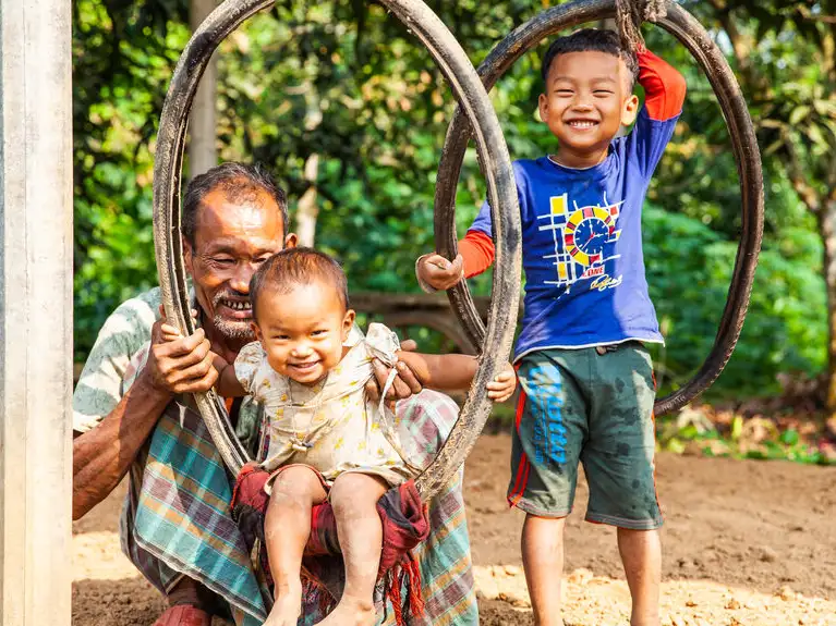 Monu with his grandchildren