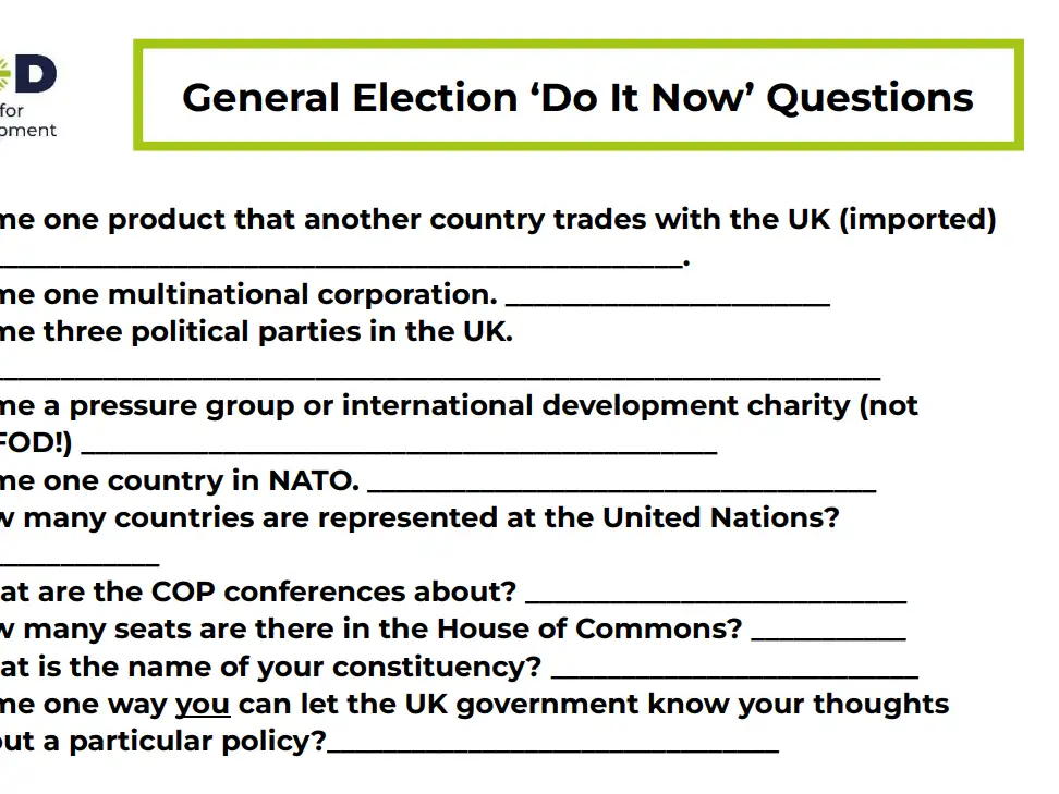 General election 'Do It Now' activity