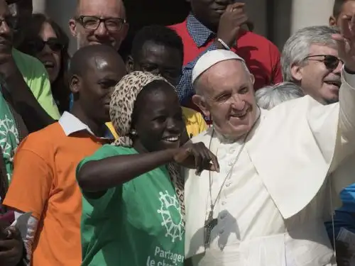 Europe - Vatican - Pope Francis at launch of Share the Journey campaign - Photo by Stefano Schirato for Caritas