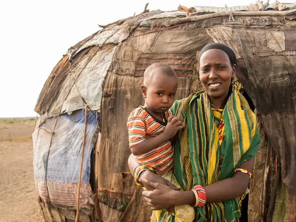 Africa - Kenya - Shuff and her baby. Shuff is part of the Mudhe Women's Group