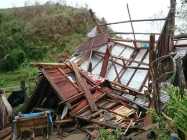 Asia - Philippines - House damaged by Typhoon Mangkhut
